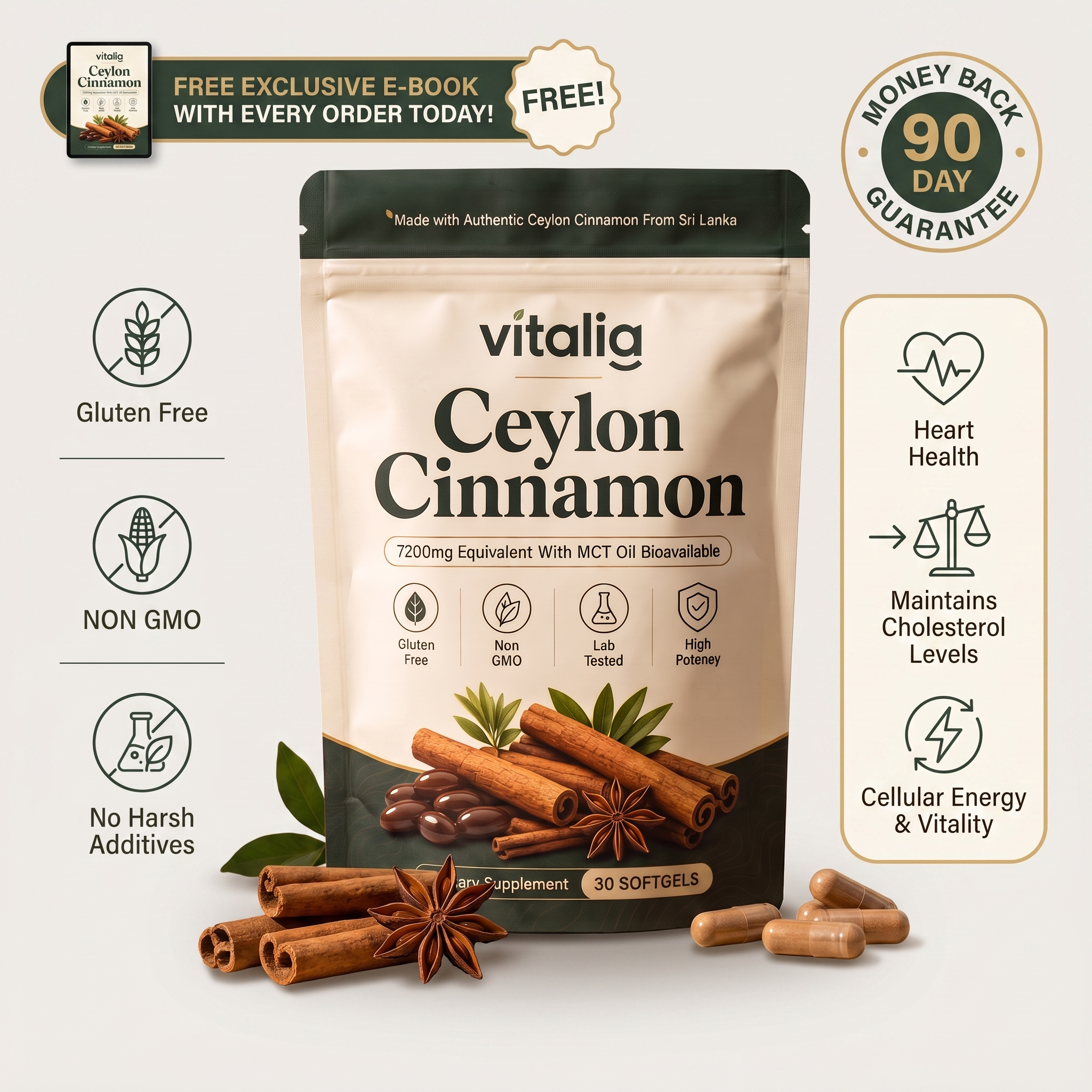 Ceylon Cinnamon 7200mg Equivalent with MCT Oil